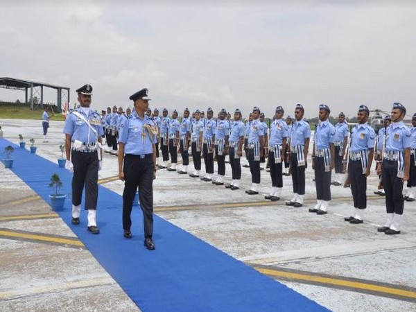 Air Marshal R D Mathur visited Air Force Station situated in Borjhar locality in Guwahati. Photo/ANI