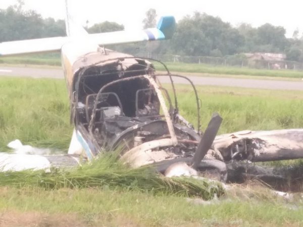 The aircraft, which crashed at IGRUA, Fursatganj, Amethi on Monday. Photo/ANI 