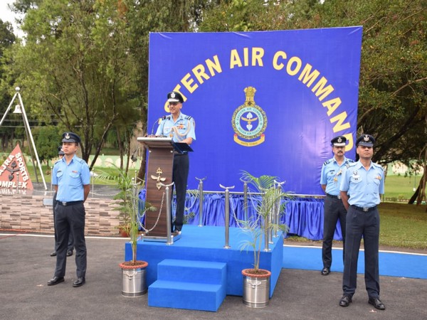 Visual of Easter Air Commander celebrating 87th Air Force Day in Shillong. Photo/ANI