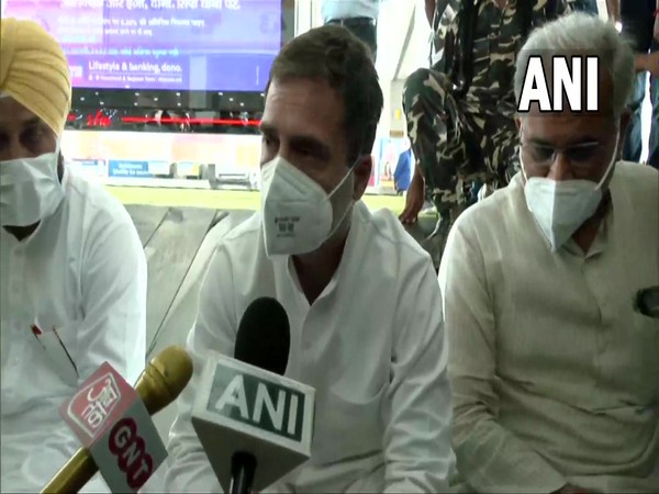Congress leader Rahul Gandhi at Lucknow airport. (Photo/ ANI)