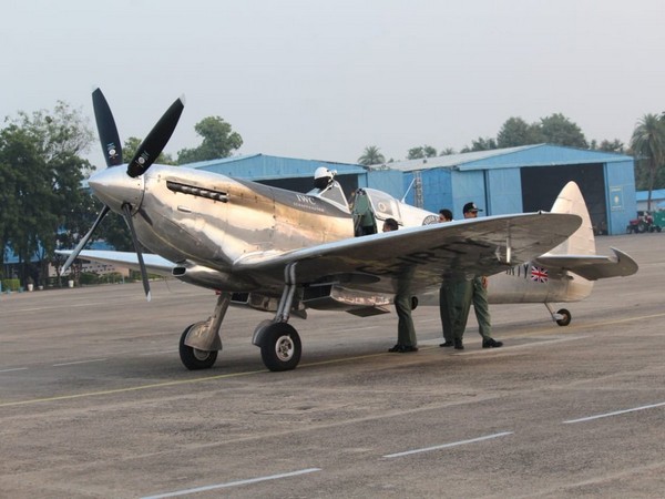 Silver Spitfire aircraft of World War-II vintage at the Indian Air Force (IAF) station in Nagpur's Sonegaon.