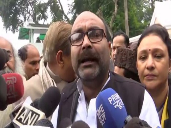 UP Congress chief Ajay Kumar Lallu speaking to media in Lucknow on Monday. Photo/ANI