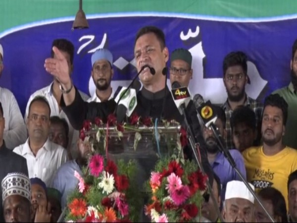 AIMIM leader Akbaruddin Owaisi addressing public meeting in Karimnagar, Telangana on Tuesday.