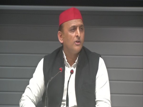 SP chief Akhilesh Yadav addressing a press conference on Monday. (ANI)