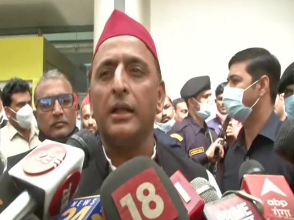 Samajwadi Party chief Akhilesh Yadav speaking to media on Thursday. 