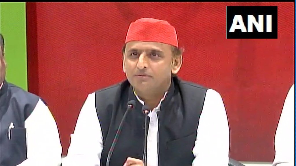 Samajwadi Party president Akhilesh Yadav addressing media in Lucknow on Tuesday.