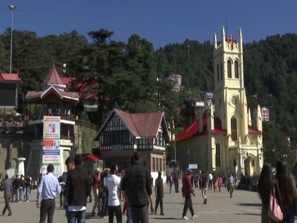 Visual of mall road in Shimla, Himachal Pradesh (Photo/ANI)