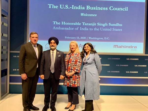 Senior US diplomat Alice G Wells with India's new Ambassador to the US, Taranjit Singh Sandhu in Washington DC on Thursday
