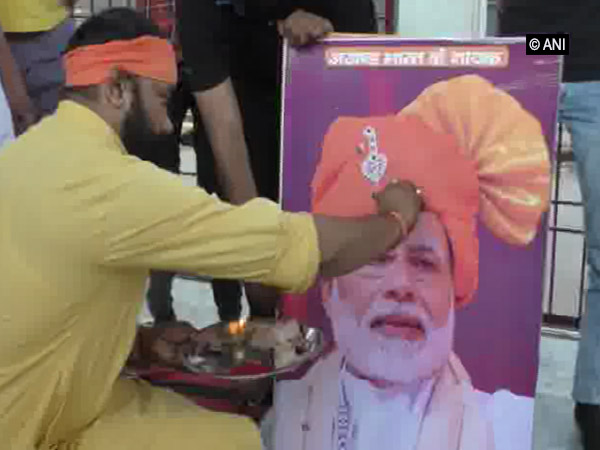 VHP leader Sandeep Kushwaha while performing Hawan in Aligarh on Thursday. Photo: ANI
