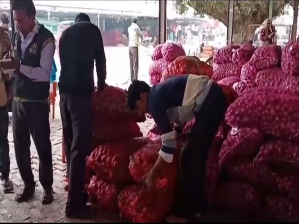 According to traders, onion prices are increasing continuously in Aligarh. Photo/ANI