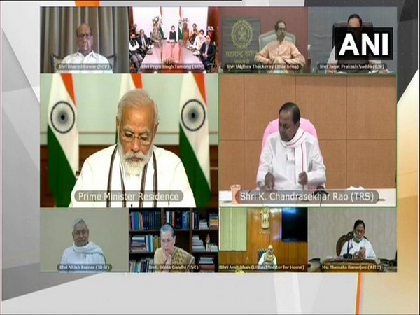 A visual of the all party virtual meeting with Prime Minister Narendra Modi.
