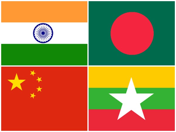 Flags of Bangladesh, China, India, Myanmar. (Representative Image)