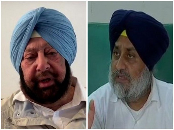 Punjab Chief Minister Captain Amarinder Singh, left, and SAD president Sukhbir Singh Badal