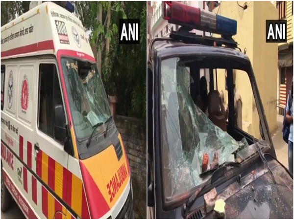 Visual of ambulance and police vehicle in Moradabad