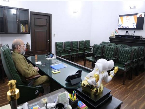Union Home Minister Amit Shah at the video conference on Friday. 