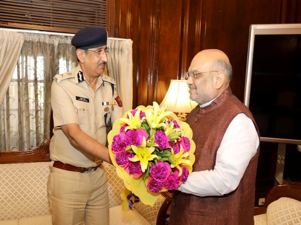 CISF DG Rajesh Ranjan with Home Minister Amit Shah in New Delhi on Monday. (Photo/Twitter @CISFHQrs)