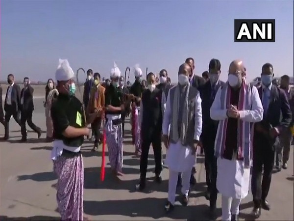 Union Home Minister Amit Shah reached Imphal on Sunday. (Photo/ANI)