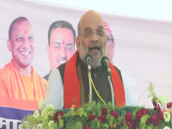 Union Home Minister Amit Shah  at a rally in Prayagraj. (ANI/photo)