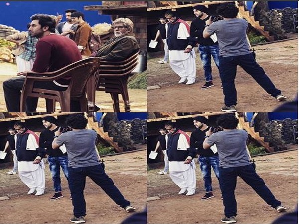 Amitabh Bachchan with Ranbir Kapoor on the sets of 'Brahmastra' 