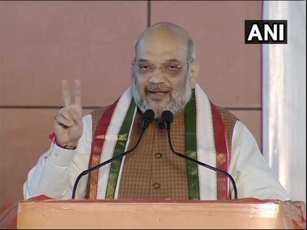 Home Minister Amit Shah addressing a public gathering in New Delhi on Thursday. Photo/ANI