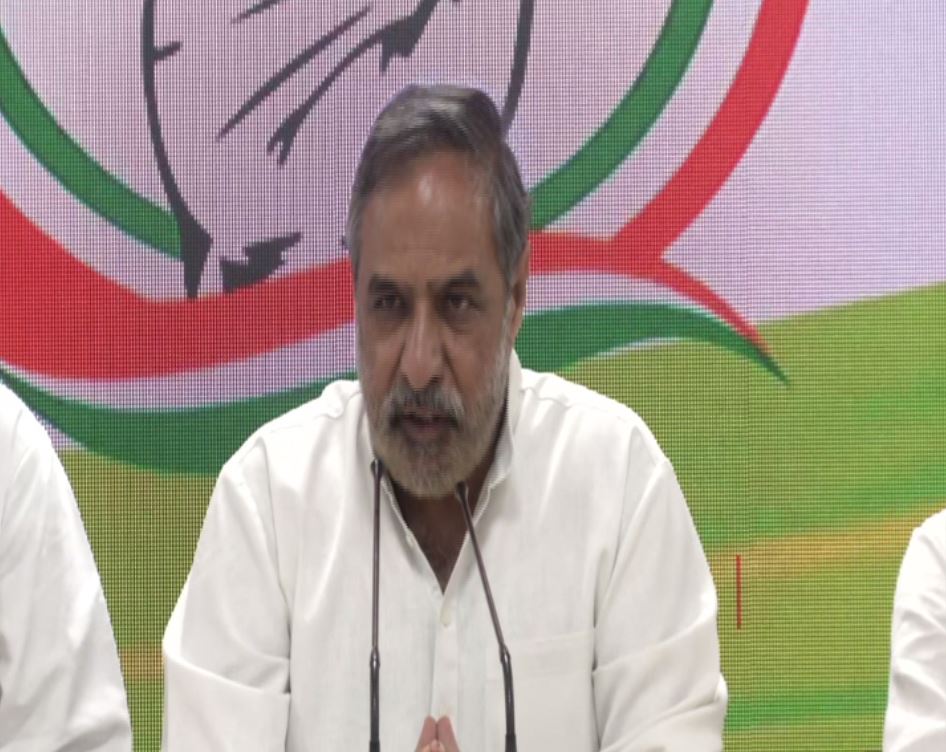 Congress leader Anand Sharma speaking to reporters in New Delhi on Tuesday. (ANI photo)