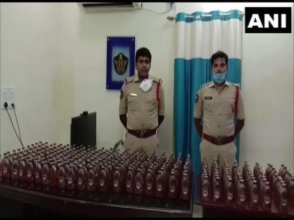 A visual of the seized liquor bottles in Vijayawada. 