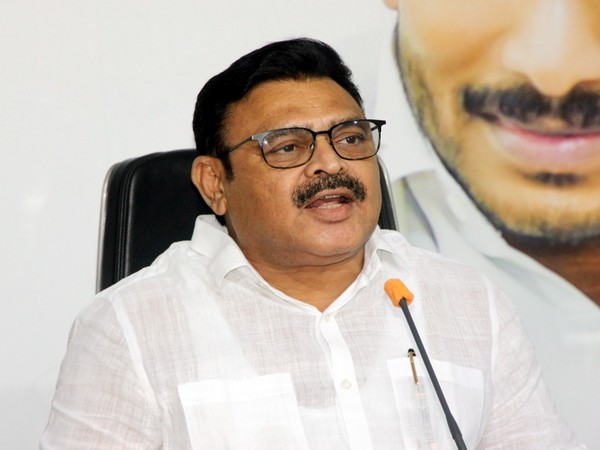 YSRCP senior leader and MLA Ambati Rambabu at a press conference. 