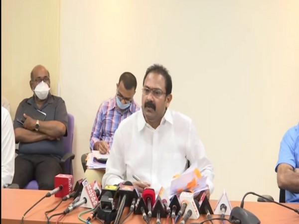 Andhra Pradesh Deputy Chief Minister Alla Kali Krishna Srinivas speaking to media. 