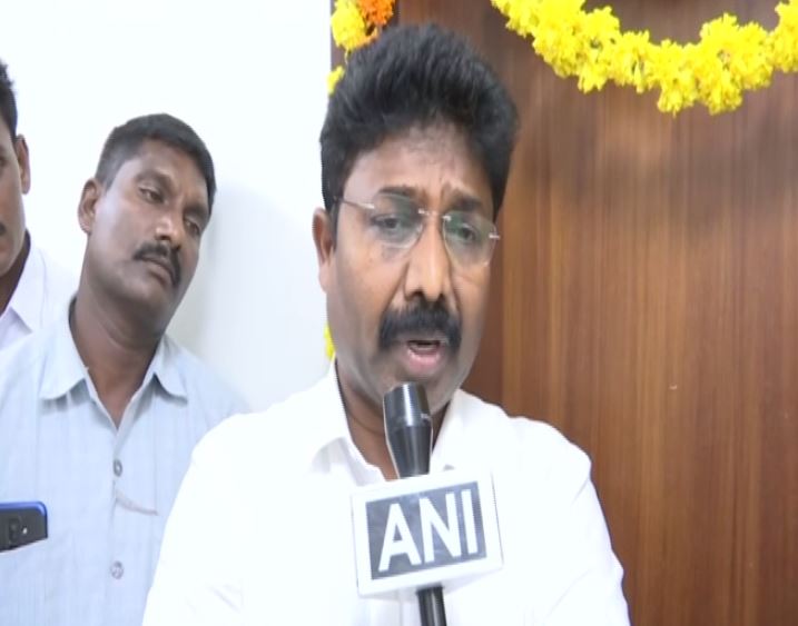 YRS Congress leader P Suresh speaking to ANI in Amarawati, Andhra Pradesh on June 20. Photo/ANI