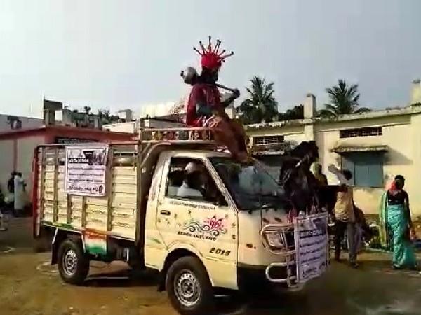 Artists hired in Andhra Pradesh's Srikakulam to make people aware of dangers of coronavirus. 