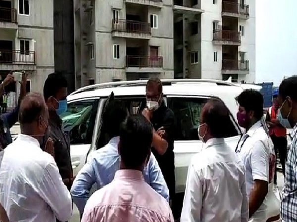 Andhra Pradesh Minister Botsa Satyanarayana visiting the building construction sites in Amaravati capital region.