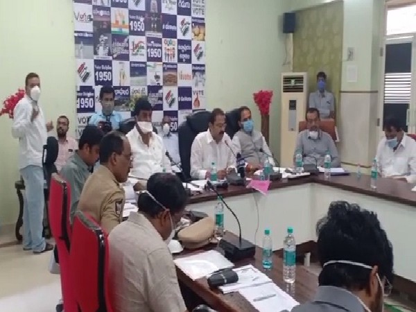 Andhra Pradesh Deputy Chief Minister Alla Kali Krishna Srinivas at a review meeting. 