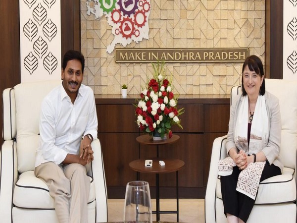 CM YS Jagan Mohan Reddy with US Consul General Katherine B Hadda in Vijaywada on Tuesday. Photo/Twitter