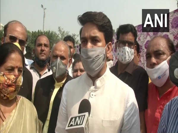 Minister of State (MoS) Finance Anurag Thakur speaking to media in New Delhi on Thursday. (Photo/ANI)
