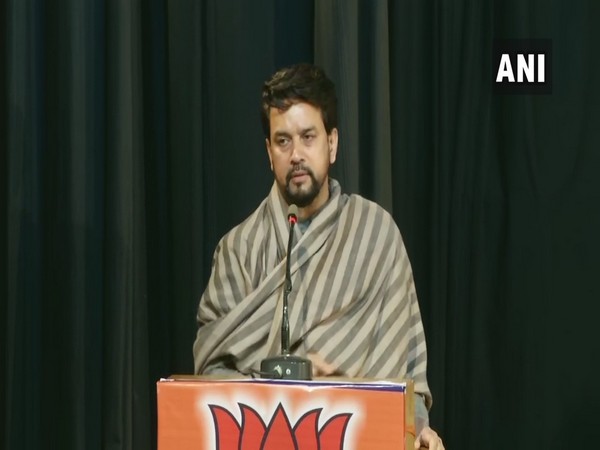 Union Minister Anurag Thakur addressing BJP's event in Kolkata on Monday. (Photo/ANI)