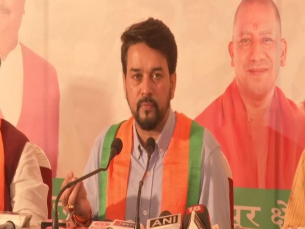 Union Minister Anurag Thakur in Gorakhpur. (ANI/photo)