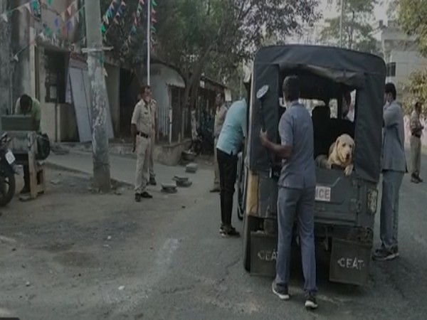 Nidadavole police at the spot with bomb squad team (Photo/ ANI)  