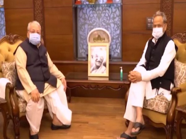 Rajasthan CM Ashok Gehlot meets Governor Kalraj Mishra (Photo/ANI)