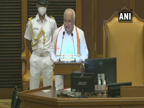 Kerala Governor Arif Mohammad Khan during his address in state assembly on Friday. (Photo/ANI)