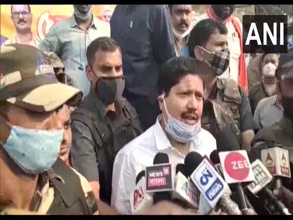 BJP MP Arjun Singh speaking to reporters in North 24 Parganas on Saturday.