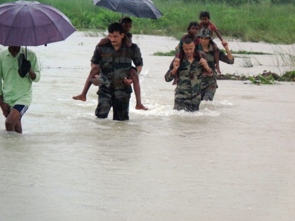 Flood relief operation by Indian Army underway in flood-hit areas of lower Assam