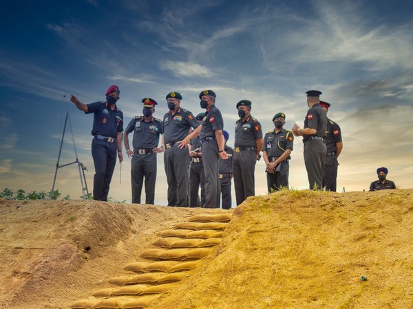 Lieutenant General R P Singh reviewing operational preparedness at Kharga Sappers. (Photo/ANI)
