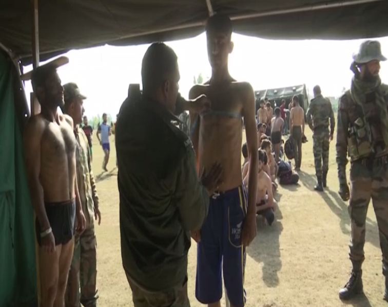 Youith participating in Army recruitment drive in Kupwara on Tuesday 
