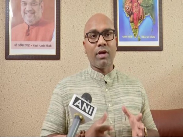 Nizamabad BJP MP Dharmapuri Arvind speaking to ANI on Monday. (Photo/ANI)