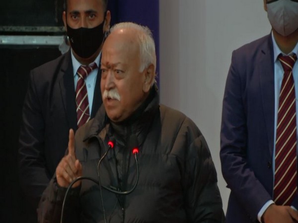 RSS chief Mohan Bhagwat in Dharamshala on Saturday. (Photo/ANI)