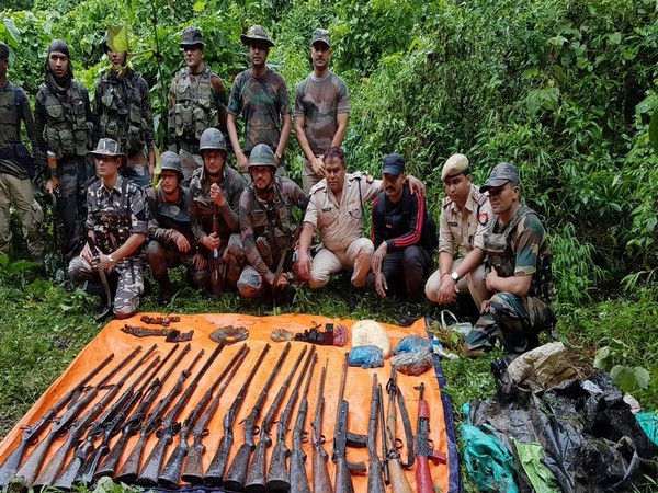 Arms and ammunition recovered in a joint operation of army and police. (Photo/ANI)