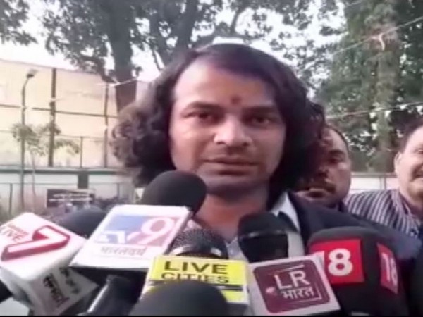 RJD MLA Tej Pratap Yadav speaking to media on Saturday. (Photo/ANI)