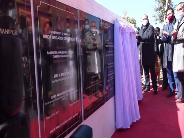 Manipur CM inaugurating development projects on Friday. (Photo/ANI)