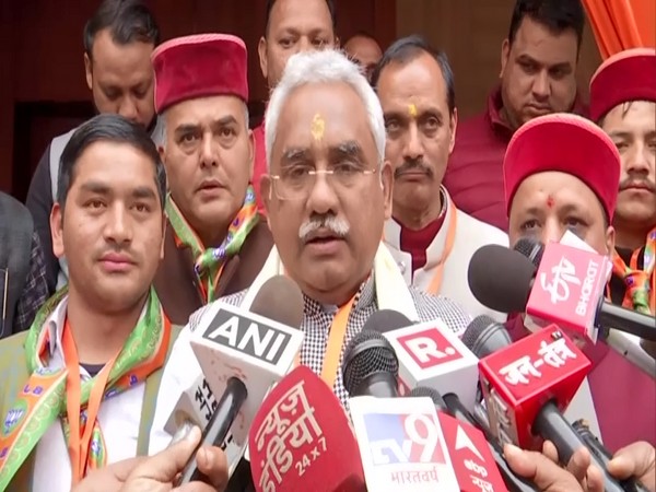 BJP Uttarakhand chief Madan Kaushik speaking to media on Sunday. (Photo/ANI)