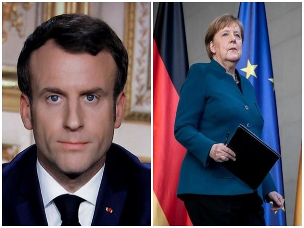French President Emmanuel Macron presented the Grand Cross of the Legion of Honour to Germany's outgoing Chancellor Angela Merkel